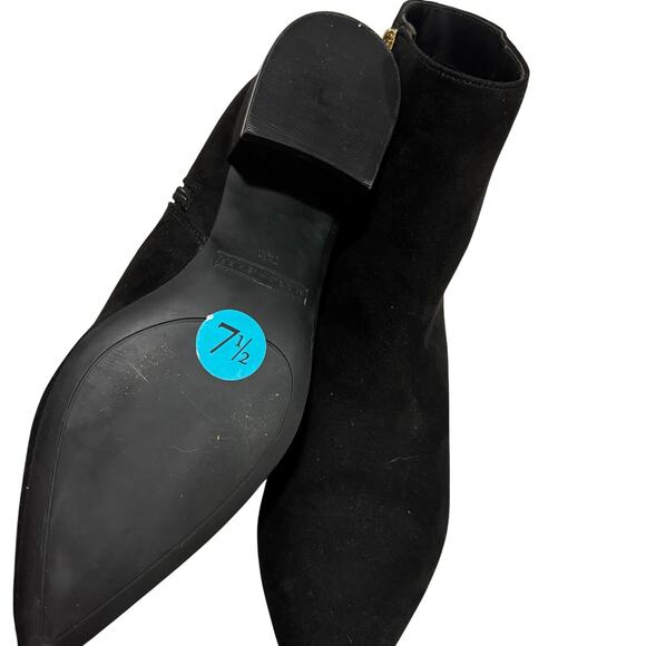 Marc Fisher Black suede ankle boots pointy toes mid-high block heels US 7.5M - Picture 8 of 10